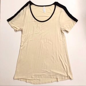 Lula Roe cream and black classic tee
